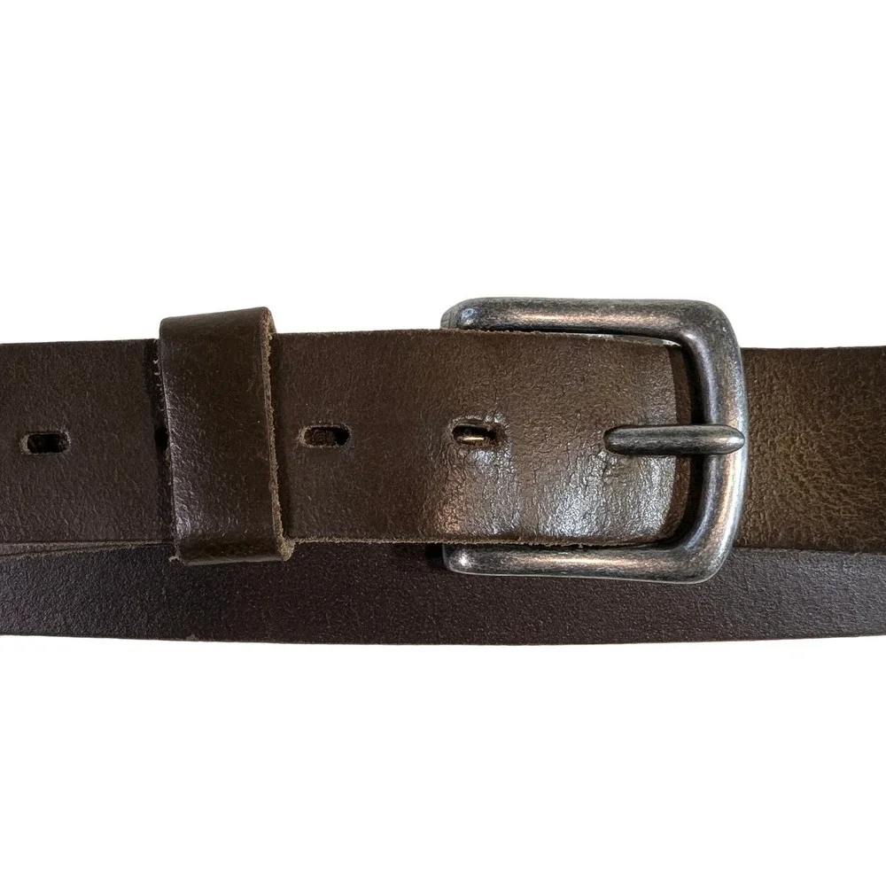 Banana Republic Mens Size 40 Brown Leather Belt Silver Buckle‎ Italian Cow USA